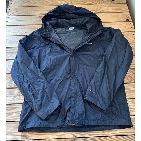 Columbia Men’s Rain Jacket Size XL Black Full Zip - Picture 1 of 7